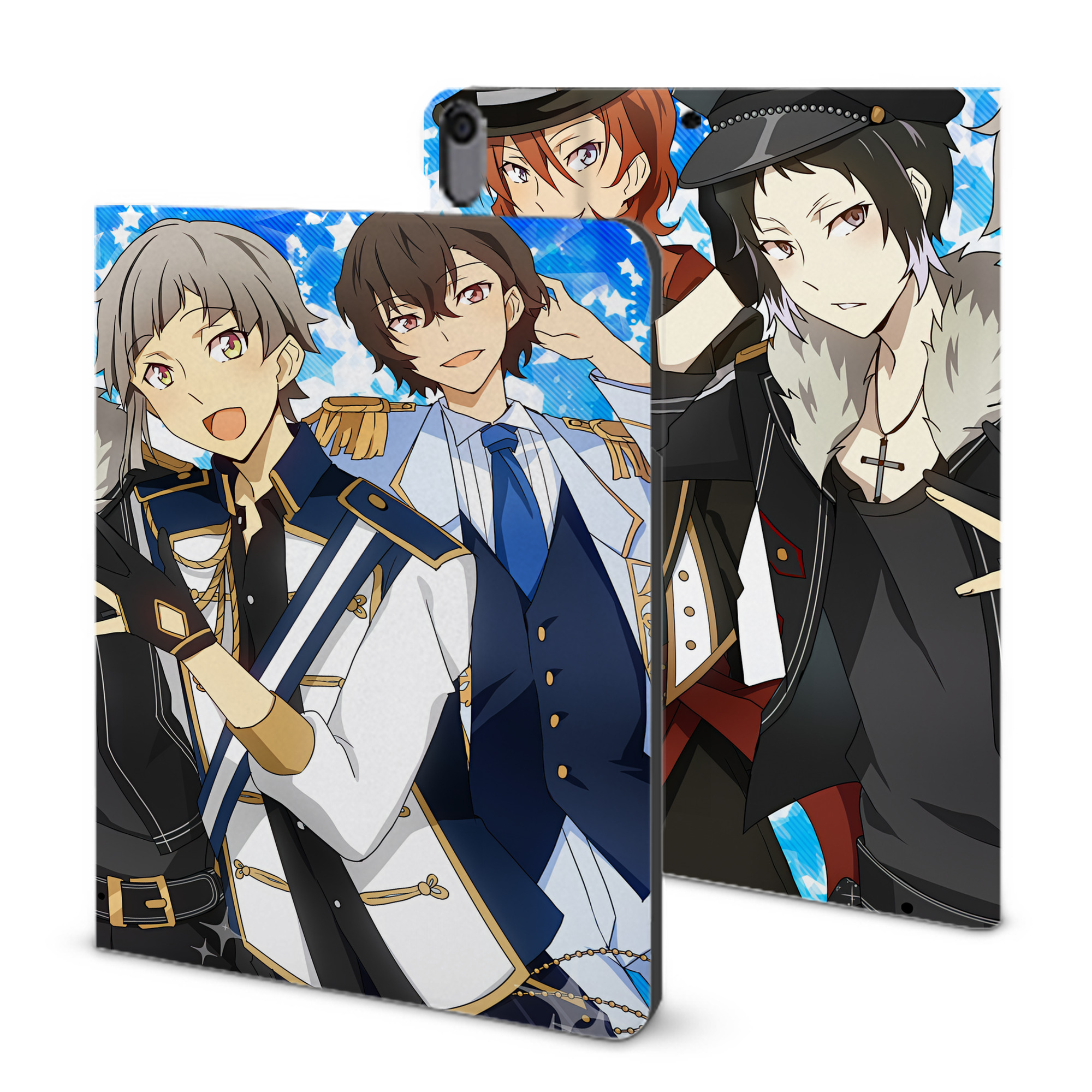 （画像用） 文豪ストレイドッグス Bungo Stray Dogs IPad ケース ブック型 PUレザー TPU 耐衝撃 軽量 薄型 ペン収納なし 全面保護 IPad 各モデル対応